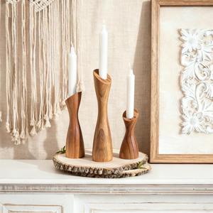 เชิงเทียนไม้ตกแต่งห้องนั่งเล่น งานฝีมือทำมือ ของขวัญ ของตกแต่งโรงแรมร้านอาหาร ขายส่งจำนวนมาก คุณภาพส่งออก - Product Image 2