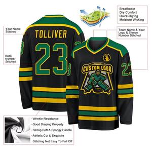 Maillot de hockey sur glace professionnel OEM en polyester personnalisé par sublimation, en twill, anti-humidité, col en V, manches longues - Product Image 6
