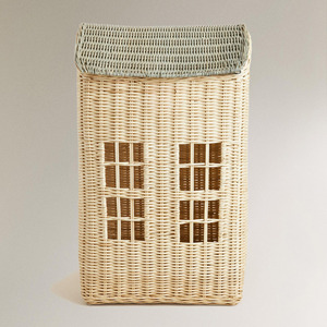 บ้านไม้หวายทรงกระท่อมสำหรับเด็กเล่นและเก็บของเล่น บ้านไม้ทำมือสีสันสดใส - Product Image 4