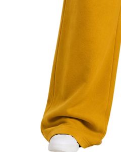 Mustard Yellow Women Wide Leg Sweatpants High Waist Loose Fit Casual Streetwear Lounge Fleece Trousers With Drawstring Pockets - Product Image 3