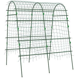 Traliccio da Giardino in Metallo Verde 57x66x81 con Rete per Piante Rampicanti e Pannelli in Legno Trattato a Pressione per Recinzioni di Fattorie e Giardini - Product Image 1