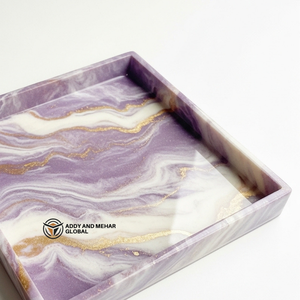 Plateau en résine personnalisé avec logo, plateau de service carré moderne décoratif, artisanat en résine marbrée personnalisé pour mariage et entreprise - Product Image 2