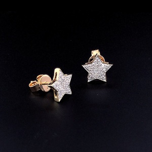 Star Shape 925 Silver Vermeil Pave Diamond Stud Earrings IGI Certified 0.20ct Round Brilliant <b>Cluster</b> Unisex Gift - Product Image 4