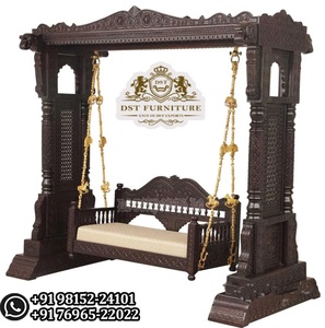 Columpio doble de diseño moderno en madera de teca maciza, con tallado elaborado, para el hogar, columpio de lujo hecho a mano estilo Maharaja. - Product Image 4