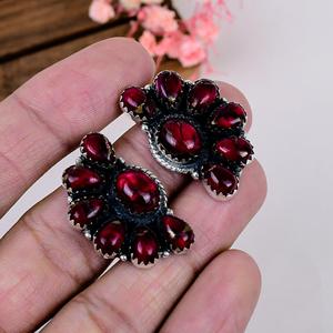 Boucles d'oreilles clous en turquoise et rose rouge, en argent sterling 925, style bohème sud-ouest, bijoux en pierres précieuses naturelles, cadeau pour elle - Product Image 5