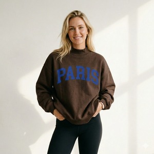 Sweat-shirt à col roulé décontracté en molleton respirant personnalisé avec inscription brodée sur le devant - Product Image 1
