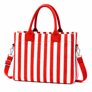Bolsa de lona personalizada de la hermandad Delta Sigma Gamma, azul y blanca, con logotipo bordado a rayas, para uso diario, de gran capacidad. - Product Image 3