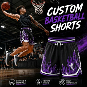 Shorts de basket-ball pour hommes, sportifs, unis, personnalisés avec impression sérigraphique, écologiques, séchage rapide, respirants, tissu 100% polyester - Product Image 6