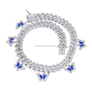 Collier en argent sterling 925 avec pendentif papillon en moissanite, style cubain, serti de diamants, bijoux de luxe pour hommes et femmes, style hip-hop - Product Image 1