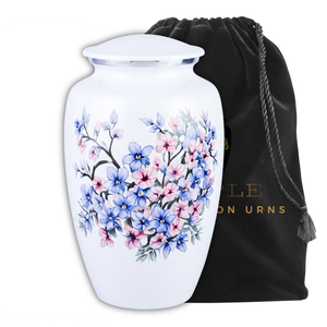 Urne funéraire en forme de fleur de cerisier blanche pour cendres humaines adultes, urne commémorative de 10 pouces - Product Image 2