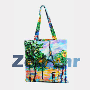 Beaux grands sacs fourre-tout en velours avec motifs floraux motif de logo personnalisé fermeture à glissière ouverte pour un usage quotidien commande minimale faible - Product Image 4