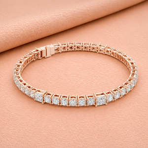 Cut Diamond Tennis Bracelet Yellow White Rose Gold Square Stone Bridal Jewelry <b>Gift</b> for Women Elegant Style - Product Image 1
