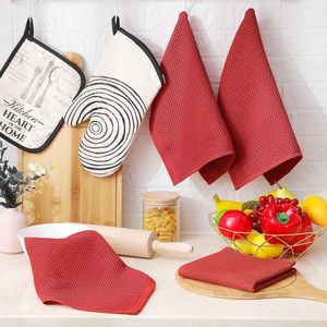 Set di 8 Strofinacci da Cucina in Cotone 100% Rosso Mattone, Tessuto a Nido d'Ape, Ultra Morbidi e ad Asciugatura Rapida, 30x30 cm - Product Image 2