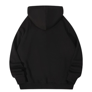 Sudadera con capucha unisex extragrande negra con cremallera, manga regular, estampada, informal, de felpa francesa, tejida, para invierno, transpirable - Product Image 4