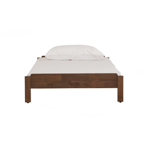 Modern <b>Solid</b> <b>Wood</b> <b>Single</b> <b>Bed</b> Frame Wooden Bedstead Brown Finish Bedroom Furniture Custom Size - Product Image 2