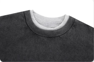 Camiseta de Punto con Lavado Ácido Personalizada para Hombre, Estilo Vintage, Casual, Suave, Transpirable, de Secado Rápido, Algodón, Fabricación OEM ODM - Product Image 2