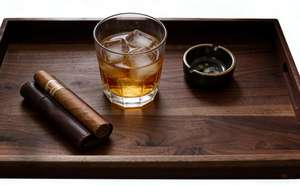 Rectangle <b>Wooden</b> Serving Tray With Handles <b>Rustic</b> Decorative Tray For Tea Floral Theme Walnut Finish Restaurant Walnut Wood tray - Product Image 2