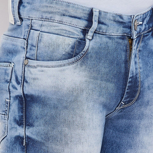 Jeans de Mezclilla Premium para Hombre, Corte Slim Fit, Lavado Stonewashed, Cintura Media, Pierna Recta, Casuales, Azules, de Algodón, para Primavera 2026 - Product Image 6