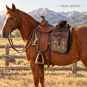 Sacoche de selle en cuir de qualité supérieure pour cheval, avec sangles et boucles sécurisées, pour l'équitation, le trail, le ranch, pochette de rangement pour équipement d'équitation, durable - Product Image 4