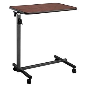 Comodino Multifunzionale Regolabile in MDF/Ferro con 4 Ruote Frenanti, Colore Legno Scuro, per Supporti Laptop - Product Image 1