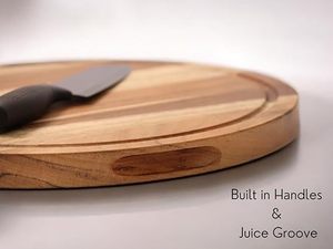 Tabla de Cortar Redonda de Madera de Acacia, Tabla de Cortar de Madera para Preparación y Servicio de Alimentos en la Cocina - Product Image 5