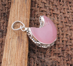 Pendentif Demi-Lune en Jade Rose Naturel, Breloque Pierre Demi-Lune en Argent Sterling 925, Bijou Pendentif en Pierre Précieuse pour la Fabrication de Colliers - Product Image 4