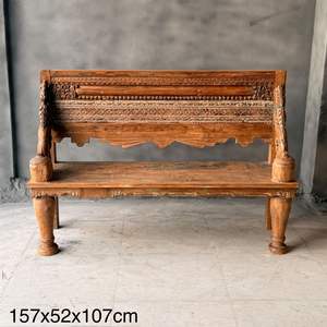 Meilleure collection de bancs sculptés à la main en bois massif, art himalayen antique - Product Image 1