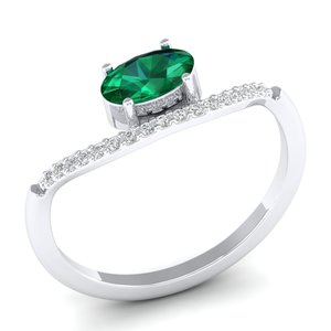 REYES Customizable 925 Sterling <b>Silver</b> GRA Certified Moissanite Engagement <b>Rings</b> Oval Cut 0.5 Carat <b>Emerald</b> Gemstone Jewelry - Product Image 2