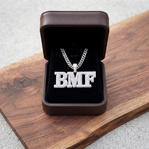 Custom Hip Hop BMF Letter Pendant Full <b>Iced</b> <b>Out</b> Micro Paved Moissanite Pendant With Miami Cuban <b>Chain</b> Wholesale - Product Image 2