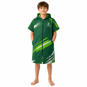 Custom Kids Hooded Swim Parka <b>Changing</b> <b>Robe</b> | Waterproof Windproof Quick Dry <b>Towel</b> Poncho Jacket for Swimming, Surfing & Beach - Product Image 1