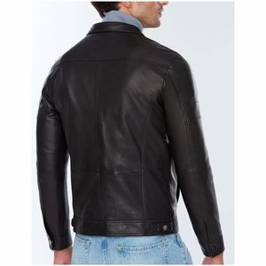 Premium Genuine <b>Sheepskin</b> Bomber Leather <b>Jacket</b> Men Motorcycle Leather <b>Jackets</b> Brown Color Mens Leather Winter <b>Jacket</b> For Men - Product Image 3