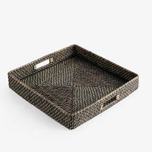 Modern <b>Black</b> Rattan <b>Tray</b> Stylish Home Decor And Organization Woven Rattan <b>Serving</b> <b>Tray</b> Decorative Organizer - Product Image 2