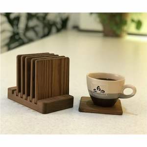 Handmade Wooden Coasters Set Laser Engraved Ginkgo Fern Leaf Round Wood <b>Cup</b> <b>Mat</b> Heat Resistant Table Decor Wholesale Custom - Product Image 4