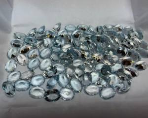 Piedra Preciosa de Aguamarina Natural AAA+++ Corte Esmeralda Ovalado 8x6MM Facetada |   Piedra de Aguamarina Azul Suelta para Joyería y Venta al por Mayor - Product Image 4