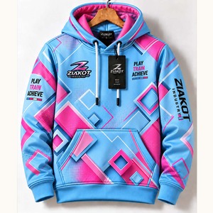 Wholesale Direct Ziakot Industry Custom Stitched <b>Pink</b> Purple-White Football Pullover Sweatshirt <b>Hoodie</b> - Product Image 4