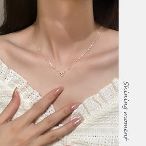 นาลัน S925 สร้อยคอไข่มุกรูปหัวใจเงินแท้ สร้อยคอหรูหราหวานซึ้ง Y00478 - Product Image 2