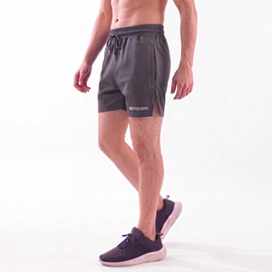 custom solid <b>black</b> workout <b>shorts</b> <b>men</b> active training gym sports bottom split hem side open pockets drawstring lightweight - Product Image 3