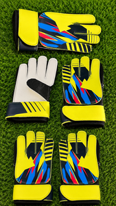 Yellow Black Unisex Football Goalkeeper Gloves Sublimation Print PU Leather <b>Half</b> Finger Non <b>Slip</b> Breathable Adjustable Wrist - Product Image 3