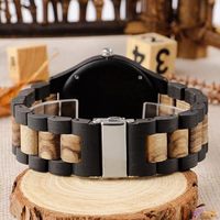 Jam Tangan Pria Kayu Alami Mewah dengan Tali dan Casing Kuarsa Lebar 20mm, Dial Penunjuk, Desain Art Deco Prancis Kustom, Gaya Antik