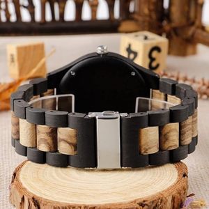 Montre-bracelet de luxe en bois naturel et quartz pour homme, boîtier et bracelet de 20 mm de largeur, affichage à aiguilles, design Art Déco, style antique fait main - Product Image 3