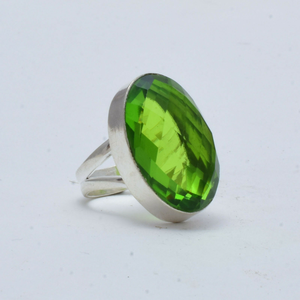 <b>Peridot</b> Gemstone 925 Sterling Silver <b>Ring</b> Bezel Setting Handmade Natural <b>Peridot</b> Stone <b>Ring</b> For Her - Product Image 1