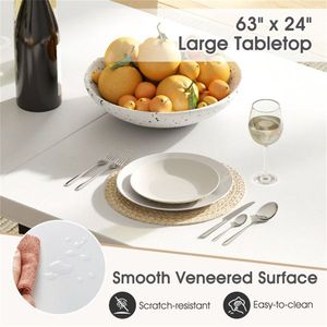 Spacious 63\"x24\"x30\" Rectangular <b>Dining</b> <b>Table</b> with Adjustable Foot Pads Waterproof Stain Resistant Surface - Product Image 6