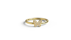 Luxury 18K Gold Butterfly Round Diamond <b>Ring</b> Pave <b>Ring</b> Statement <b>Ring</b> Unique Anniversary <b>Stack</b> <b>Ring</b> Fine Jewelry Gift for Women - Product Image 1