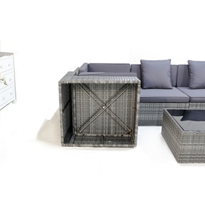 Ensemble de canapés de jardin modernes en plastique imperméable pour villa, parc, patio, trois places, modulaire, 4 coussins - Product Image 2