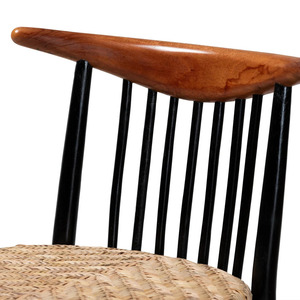 Chaise de salle à manger Diorase en rotin massif de style moderne du milieu du siècle, avec assise tressée et dossier en bois, pour la maison, la salle à manger, le café, le restaurant - Product Image 4