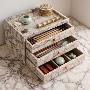 Boîte décorative en résine artisanale indienne, boîte à bijoux en résine, boîte à motifs - Product Image 3