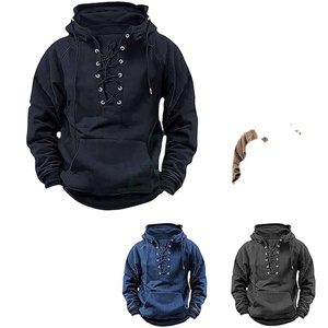 Sweat-shirt tactique à lacets pour hommes, design antique, pull à capuche à manches longues, style cargo, sweat à capuche d'extérieur prêt pour l'entraînement - Product Image 4