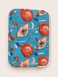 Funda acolchada floral para portátil con cremallera, bolsa protectora para tablet, bolsa de transporte para oficina y viajes, regalo, estampado a mano, 250 gsm - Product Image 1