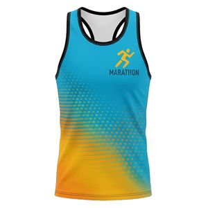 OEM Custom Team Logo Sublimated Knitted Marathon Sleeveless Singlet Crew Neck Breathable Quick Dry Polyester Mesh Sport <b>Running</b> - Product Image 2