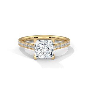 Princess Cut Claw Setting Engagement <b>Ring</b> Made From 14k Yellow Gold Solitaire Band <b>Dainty</b> Minimalist Lab Grown Diamond Jewelry - Product Image 1